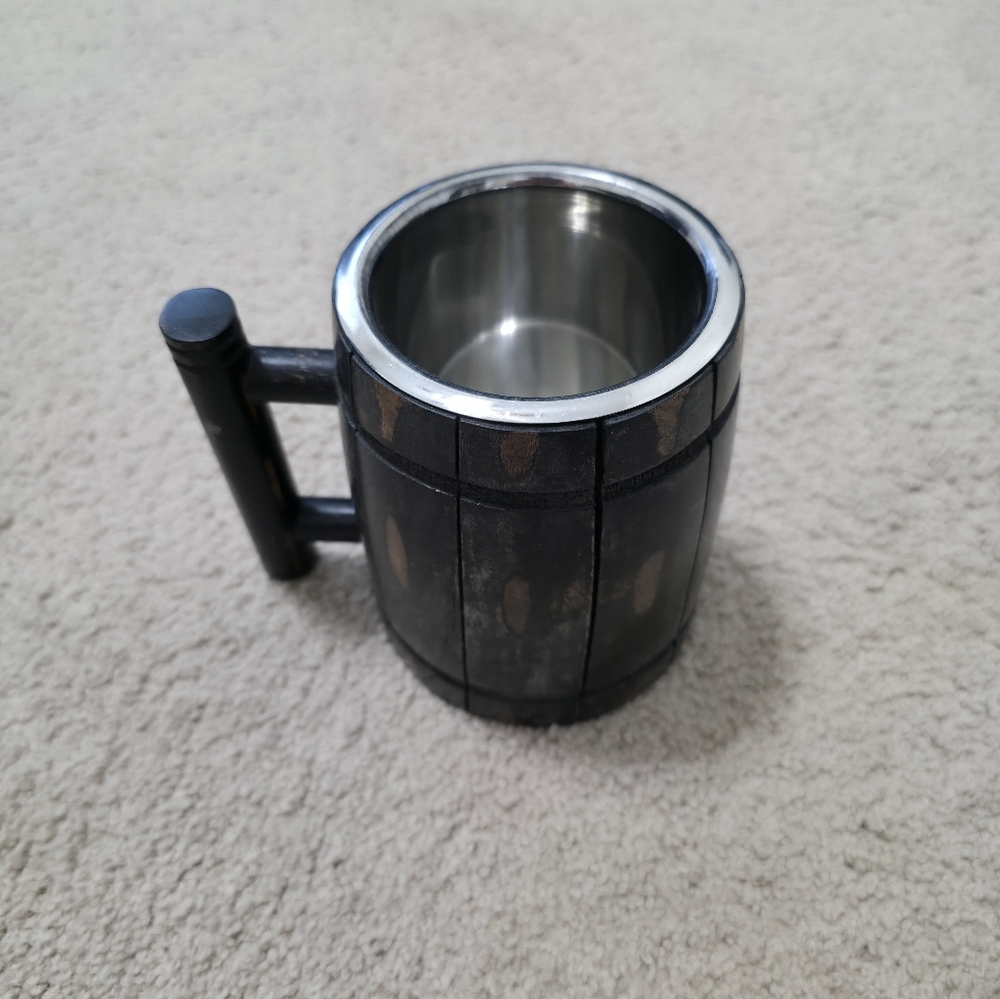 Wooden Barrel Mug with Silver Interior